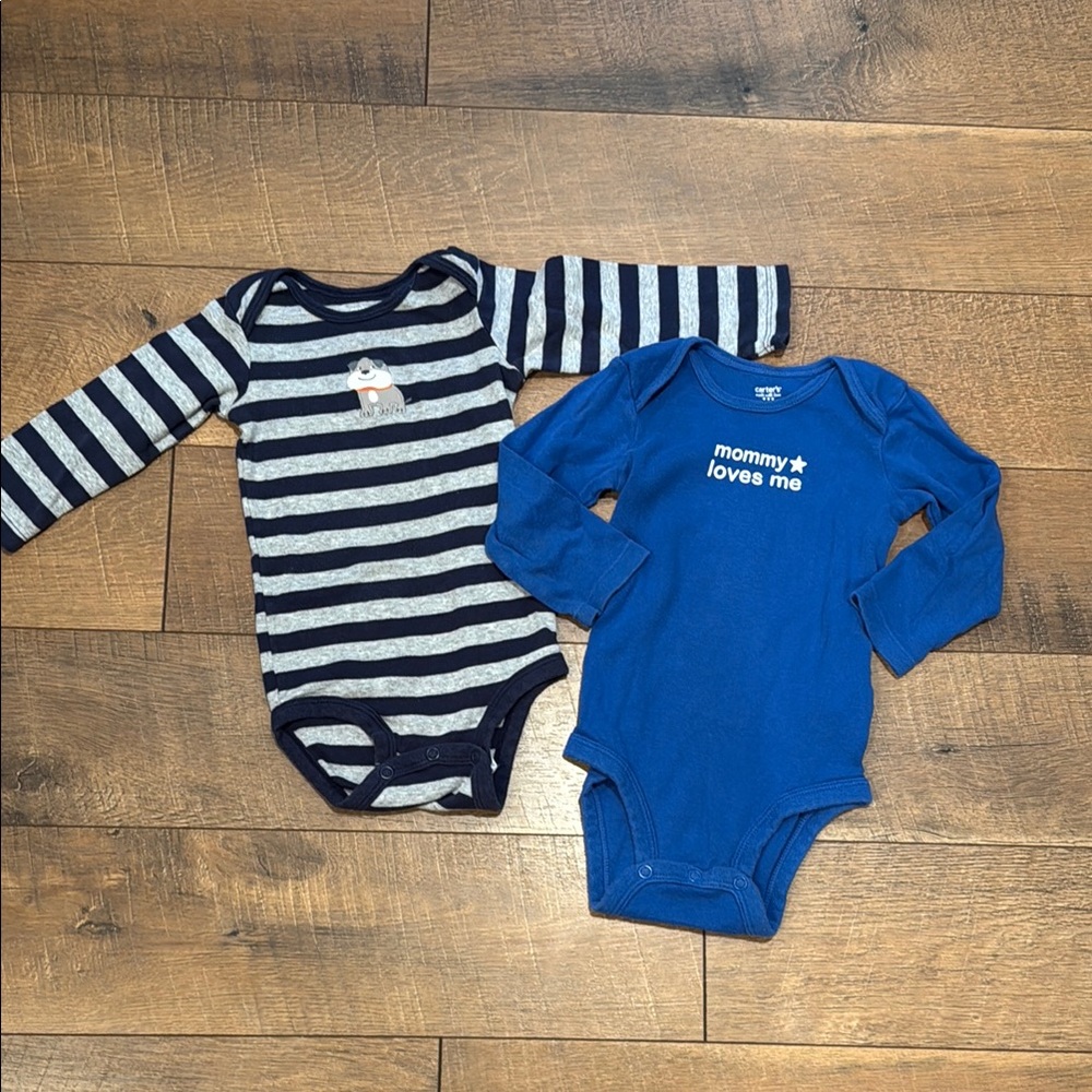 Carter's Blue and Gray Bodysuit Set